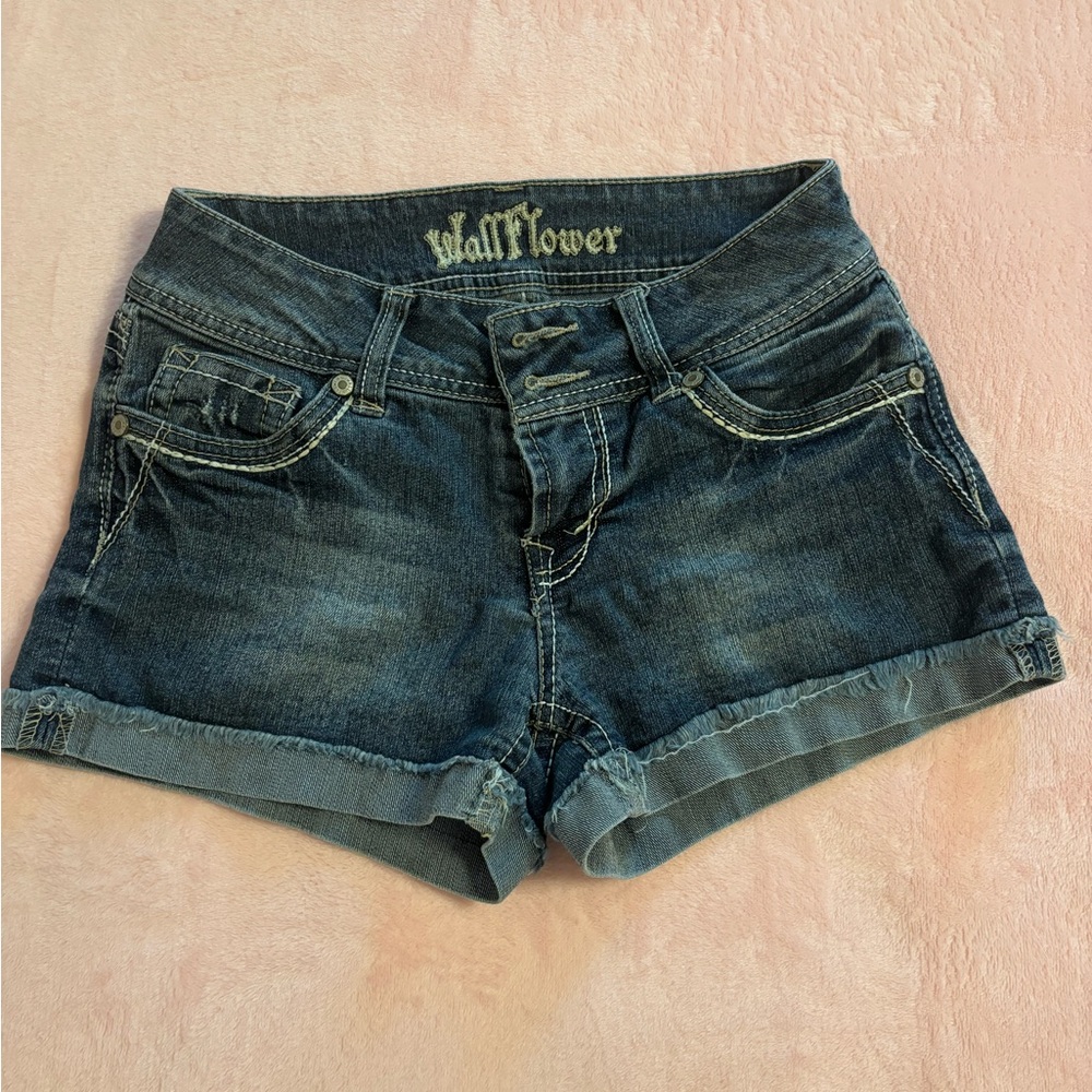 Wallflower Blue Jean Shorts Vintage Cuffed Style